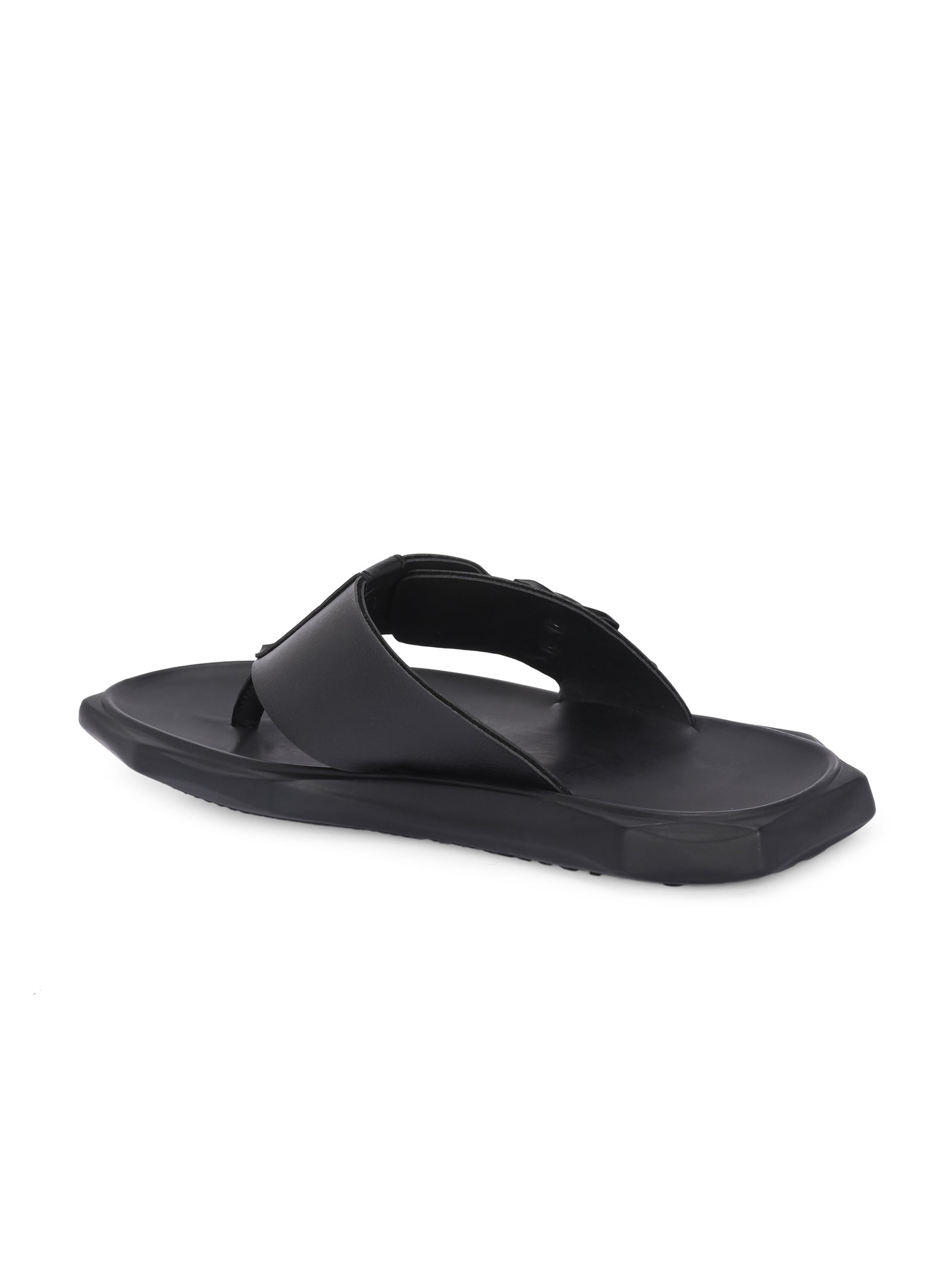 Men black adjustable strap v-shape slipper (D1)