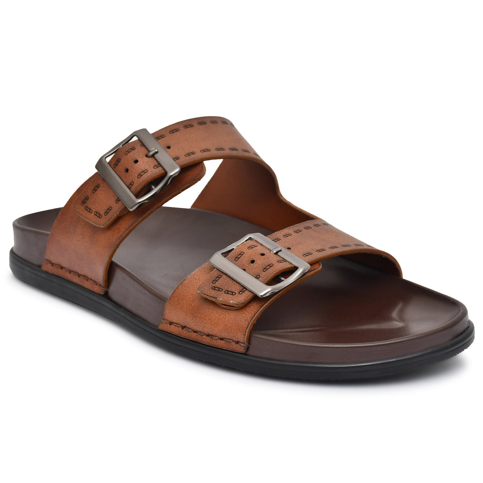 Mens Brown Adjustable Strap slipper (Z2)