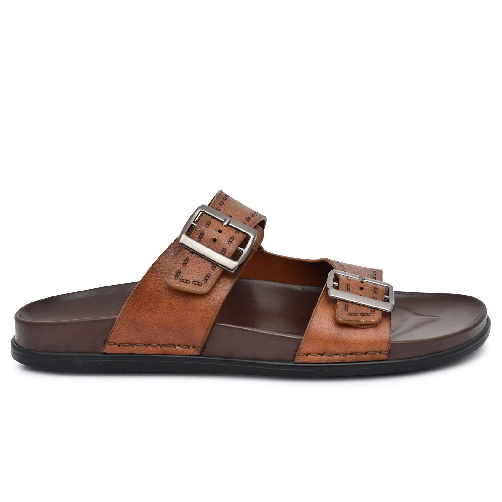 Mens Brown Adjustable Strap slipper (Z2)