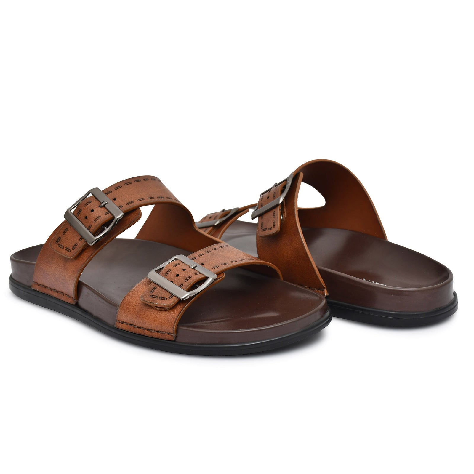 Mens Brown Adjustable Strap slipper (Z2)