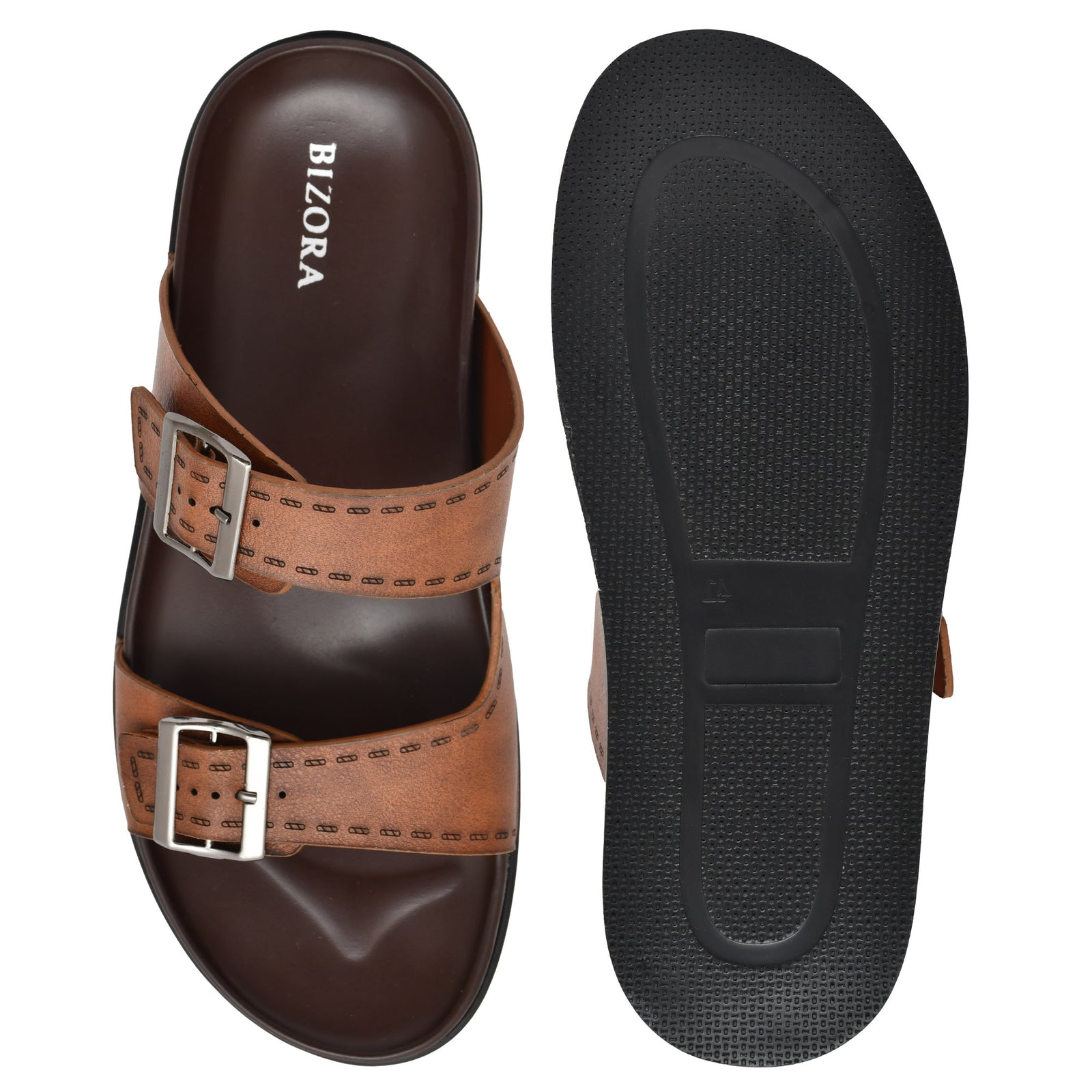 Mens Brown Adjustable Strap slipper (Z2)