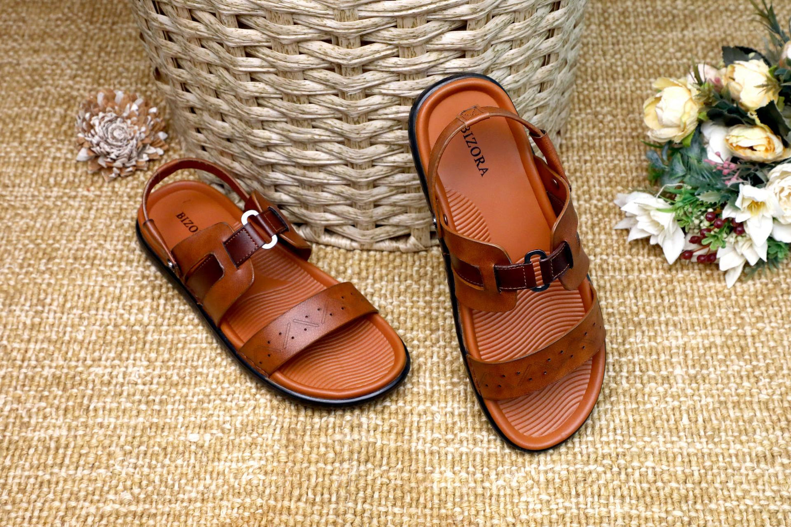 MENS TAN SUPER SOFT PAD STRETCHABLE BACK STRAP SANDAL (T-3)