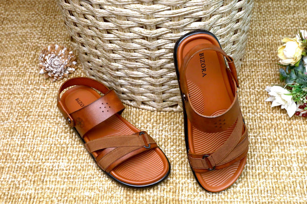 MENS TAN TRENDY SOFT PAD SANDAL (T-2)